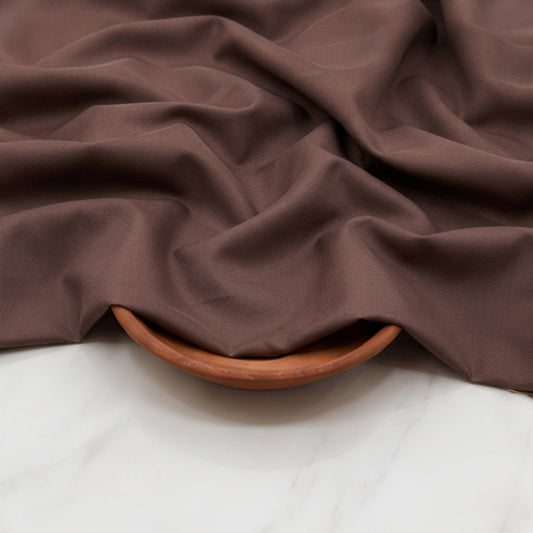 Coffee Brown Silk Crêpe de Chine Unstitched Suit Fabric for Men by Azlan Fabrics